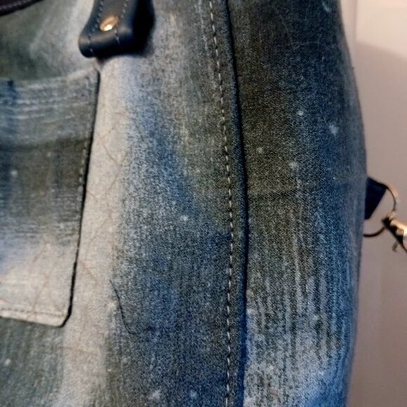 New Abstract Tote Shopper shoulder Bag Blue Crackle Stars Double handle Carryall - Picture 8 of 11